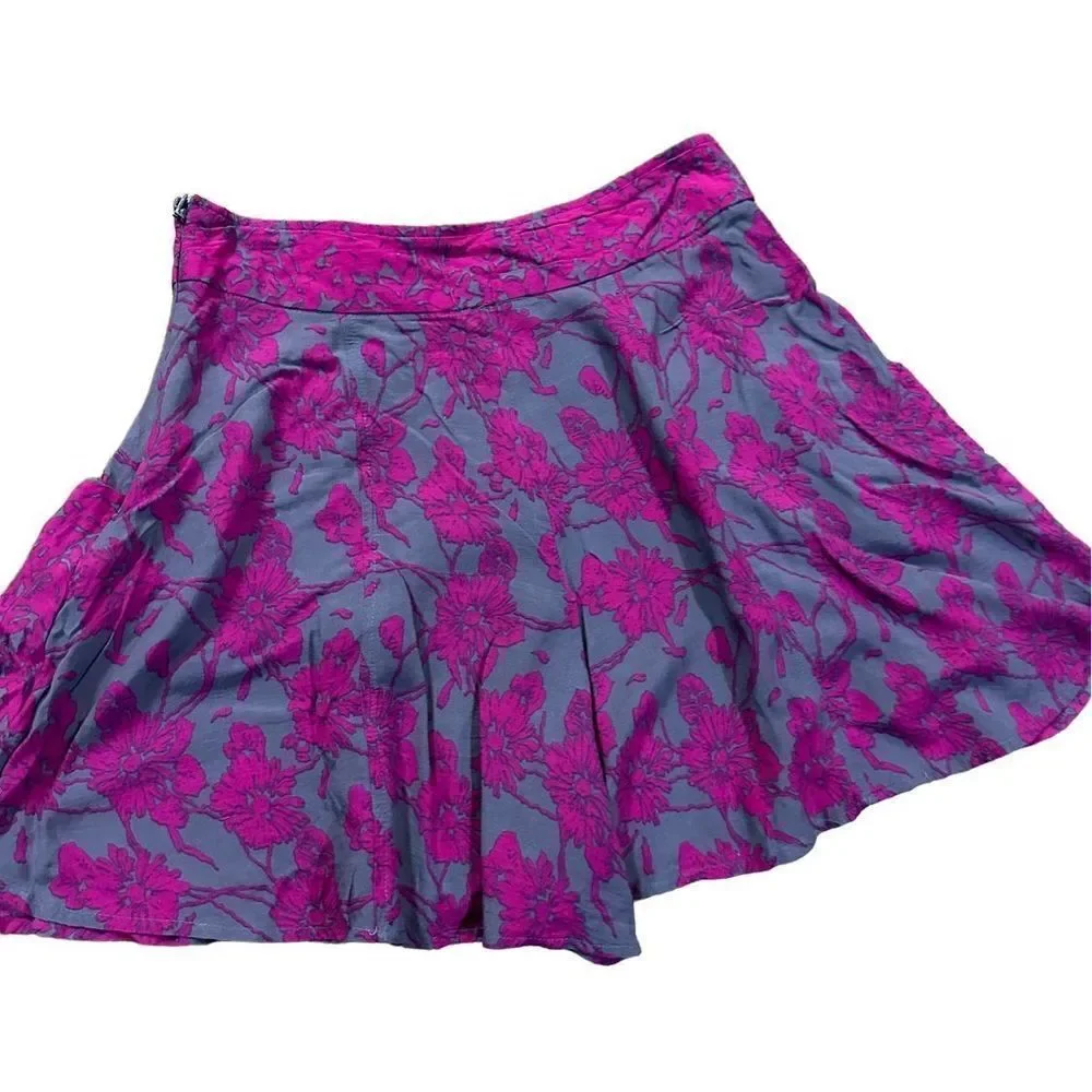 Free People Sheila‎ Vivid Purple & Gray Floral Culotte Shorts sz 2 boho